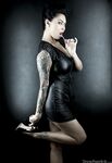 Tattooed sexy pornstar Asian showing big tits in sheer lingerie