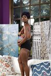 Pregnant black lady Tiana Grey spreads her pussy and ass in the nude