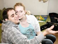 Horny young couple records themselves having unmarried sex on a bed