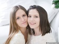 Teen girls Trinity and Bella have their first BGG sex at Christmas