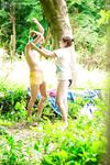 All natural dykes Nora and Anahi dressing nude bodies after outdoor sex