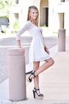Blonde Lauren strips her dress & teases with her ass with tan lines in public