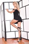 Blonde chick Mary Kalisy shows her great legs and superior flexibility as well