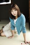 Japanese solo girl Juri Kitahara tentatively shows her trimmed pussy