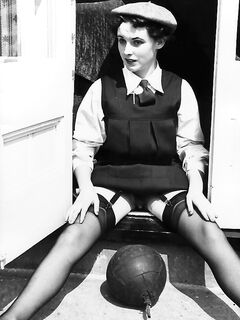 Schoolgirls from another era expose and even toy their natural pussies