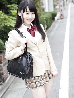 Petite Asian schoolgirl Yuna Himekawa gets her hairy twat toyed and fucked