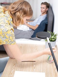 Teen Oxana Chic shows her tits & enjoys passionate sex with her boyfriend
